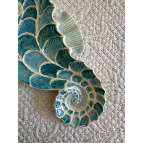 Blue Hand Painted Seahorse Ceramic Dish - Picture 3 of 3